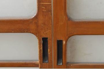 アンティーク建具　レトロな空間を演出するガラス戸2枚セット(引き戸)(R-076086)