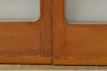 アンティーク建具　レトロな空間を演出するガラス戸2枚セット(引き戸)(R-076086)