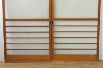 アンティーク建具　レトロな空間を演出するガラス戸2枚セット(引き戸)(R-076087)