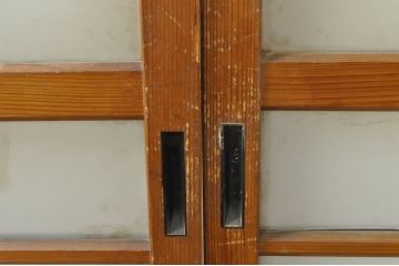 アンティーク建具　レトロな空間を演出するガラス戸2枚セット(引き戸)(R-076087)