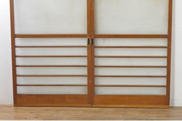 アンティーク建具　レトロな空間を演出するガラス戸2枚セット(引き戸)(R-076087)