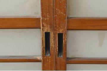 アンティーク建具　レトロな空間を演出するガラス戸2枚セット(引き戸)(R-076087)