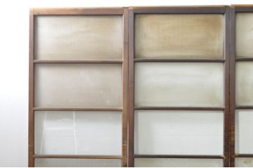 アンティーク建具　温かみのある木味が魅力的な幅狭ガラス戸4枚セット(引き戸)(R-076088)
