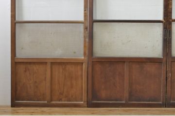 アンティーク建具　温かみのある木味が魅力的な幅狭ガラス戸4枚セット(引き戸)(R-076088)