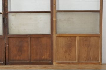 アンティーク建具　温かみのある木味が魅力的な幅狭ガラス戸4枚セット(引き戸)(R-076088)