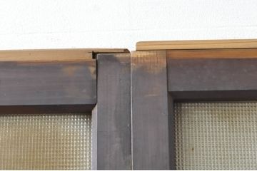 アンティーク建具　温かみのある木味が魅力的な幅狭ガラス戸4枚セット(引き戸)(R-076088)
