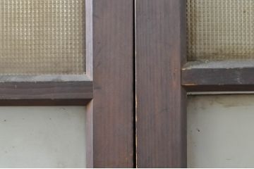 アンティーク建具　温かみのある木味が魅力的な幅狭ガラス戸4枚セット(引き戸)(R-076088)