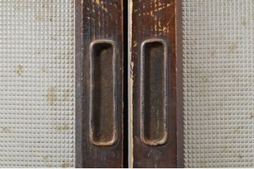 アンティーク建具　温かみのある木味が魅力的な幅狭ガラス戸4枚セット(引き戸)(R-076088)