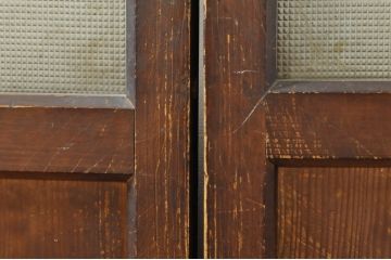 アンティーク建具　温かみのある木味が魅力的な幅狭ガラス戸4枚セット(引き戸)(R-076088)