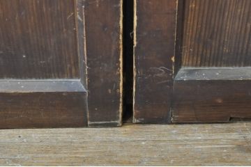 アンティーク建具　温かみのある木味が魅力的な幅狭ガラス戸4枚セット(引き戸)(R-076088)