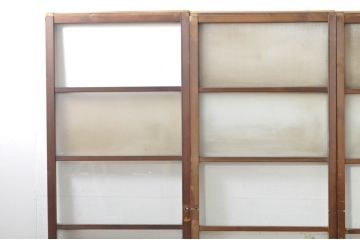 アンティーク建具　温かみのある木味が魅力的な幅狭ガラス戸4枚セット(引き戸)(R-076088)