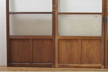 アンティーク建具　温かみのある木味が魅力的な幅狭ガラス戸4枚セット(引き戸)(R-076088)