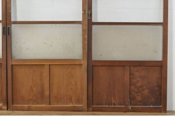 アンティーク建具　温かみのある木味が魅力的な幅狭ガラス戸4枚セット(引き戸)(R-076088)