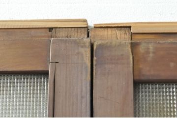 アンティーク建具　温かみのある木味が魅力的な幅狭ガラス戸4枚セット(引き戸)(R-076088)