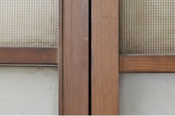 アンティーク建具　温かみのある木味が魅力的な幅狭ガラス戸4枚セット(引き戸)(R-076088)