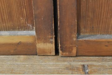 アンティーク建具　温かみのある木味が魅力的な幅狭ガラス戸4枚セット(引き戸)(R-076088)