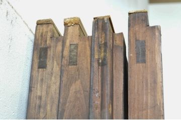 アンティーク建具　温かみのある木味が魅力的な幅狭ガラス戸4枚セット(引き戸)(R-076088)