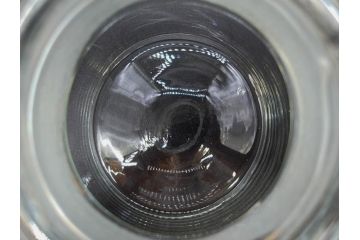 アンティーク雑貨　昭和レトロ　お洒落なインテリアとしても活躍してくれる蓋付きガラス瓶3個セット(キャニスター、硝子、ガラスビン、菓子瓶、フタ付き、MADE IN OCCUPIED JAPAN(占領下の日本製)、オキュパイド ジャパン)(R-076199)