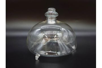 大正〜昭和初期　蓋付き　ノスタルジックな雰囲気を演出するハエ取り瓶2個セット(蠅、蝿、ハエトリ器、ガラス、硝子、フタ付き)(R-076203)