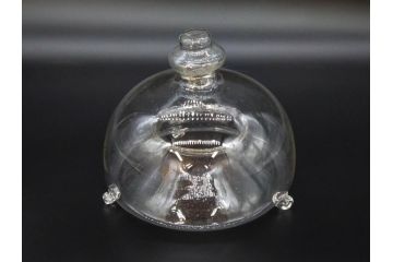 大正〜昭和初期　蓋付き　ノスタルジックな雰囲気を演出するハエ取り瓶2個セット(蠅、蝿、ハエトリ器、ガラス、硝子、フタ付き)(R-076204)