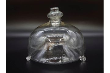 大正〜昭和初期　蓋付き　ノスタルジックな雰囲気を演出するハエ取り瓶2個セット(蠅、蝿、ハエトリ器、ガラス、硝子、フタ付き)(R-076204)