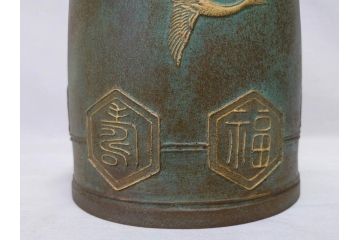芸術院会員　人間国宝　香取正彦　「福寿無量」　喚鐘(梵鐘、鐘架、撞木、台付き、共箱付き)(R-076209)