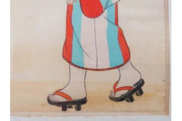 真作　蔦谷喜一　「縄とび」　1983年制作　サイン入り　絵画(人物画、ぬりえ、塗り絵、縄跳び、子供、子ども、額装)(R-076210)