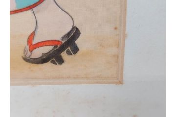 真作　蔦谷喜一　「縄とび」　1983年制作　サイン入り　絵画(人物画、ぬりえ、塗り絵、縄跳び、子供、子ども、額装)(R-076210)