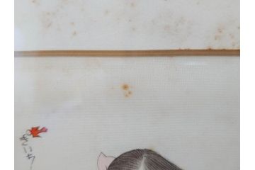 真作　蔦谷喜一　「縄とび」　1983年制作　サイン入り　絵画(人物画、ぬりえ、塗り絵、縄跳び、子供、子ども、額装)(R-076210)