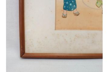 真作　蔦谷喜一　「縄とび」　1983年制作　サイン入り　絵画(人物画、ぬりえ、塗り絵、縄跳び、子供、子ども、額装)(R-076210)