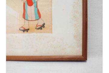 真作　蔦谷喜一　「縄とび」　1983年制作　サイン入り　絵画(人物画、ぬりえ、塗り絵、縄跳び、子供、子ども、額装)(R-076210)