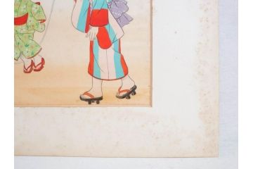 真作　蔦谷喜一　「縄とび」　1983年制作　サイン入り　絵画(人物画、ぬりえ、塗り絵、縄跳び、子供、子ども、額装)(R-076210)