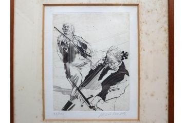 真作　クロード・ワイズバッシュ　「ソナタ 演奏 B」 134/200　「ソナタ 演奏 D」 132/200　版画2点セット(ヴァイオリン、バイオリン、チェロ、楽器、リトグラフ、絵画、額装、箱付き、ビジョン ヌーベル(VISION NOUVELLE)社)(R-076211)