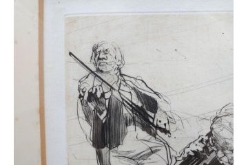 真作　クロード・ワイズバッシュ　「ソナタ 演奏 B」 134/200　「ソナタ 演奏 D」 132/200　版画2点セット(ヴァイオリン、バイオリン、チェロ、楽器、リトグラフ、絵画、額装、箱付き、ビジョン ヌーベル(VISION NOUVELLE)社)(R-076211)