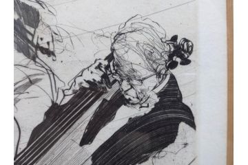 真作　クロード・ワイズバッシュ　「ソナタ 演奏 B」 134/200　「ソナタ 演奏 D」 132/200　版画2点セット(ヴァイオリン、バイオリン、チェロ、楽器、リトグラフ、絵画、額装、箱付き、ビジョン ヌーベル(VISION NOUVELLE)社)(R-076211)