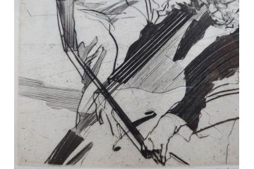 真作　クロード・ワイズバッシュ　「ソナタ 演奏 B」 134/200　「ソナタ 演奏 D」 132/200　版画2点セット(ヴァイオリン、バイオリン、チェロ、楽器、リトグラフ、絵画、額装、箱付き、ビジョン ヌーベル(VISION NOUVELLE)社)(R-076211)