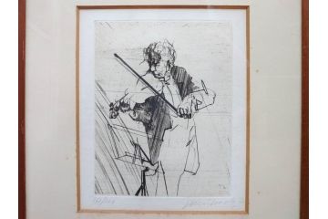 真作　クロード・ワイズバッシュ　「ソナタ 演奏 B」 134/200　「ソナタ 演奏 D」 132/200　版画2点セット(ヴァイオリン、バイオリン、チェロ、楽器、リトグラフ、絵画、額装、箱付き、ビジョン ヌーベル(VISION NOUVELLE)社)(R-076211)