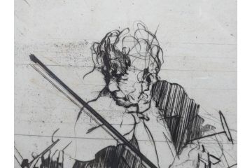 真作　クロード・ワイズバッシュ　「ソナタ 演奏 B」 134/200　「ソナタ 演奏 D」 132/200　版画2点セット(ヴァイオリン、バイオリン、チェロ、楽器、リトグラフ、絵画、額装、箱付き、ビジョン ヌーベル(VISION NOUVELLE)社)(R-076211)