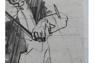 真作　クロード・ワイズバッシュ　「ソナタ 演奏 B」 134/200　「ソナタ 演奏 D」 132/200　版画2点セット(ヴァイオリン、バイオリン、チェロ、楽器、リトグラフ、絵画、額装、箱付き、ビジョン ヌーベル(VISION NOUVELLE)社)(R-076211)