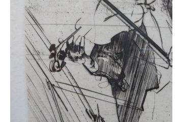 真作　クロード・ワイズバッシュ　「ソナタ 演奏 B」 134/200　「ソナタ 演奏 D」 132/200　版画2点セット(ヴァイオリン、バイオリン、チェロ、楽器、リトグラフ、絵画、額装、箱付き、ビジョン ヌーベル(VISION NOUVELLE)社)(R-076211)