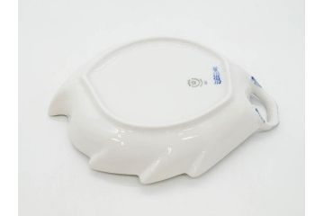 デンマーク　ROYAL COPENHAGEN(ロイヤルコペンハーゲン)　FAJANCE　トランクェーバー　ブルーフラワープレイン　リーフディッシュプレート　ボウル　丁寧に絵付けされた花たちが上品な雰囲気を醸し出す洋食器3点セット(スクエア型、サラダ、深皿、ファイアンス焼き)(R-076216)