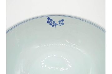 デンマーク　ROYAL COPENHAGEN(ロイヤルコペンハーゲン)　FAJANCE　トランクェーバー　ブルーフラワープレイン　リーフディッシュプレート　ボウル　丁寧に絵付けされた花たちが上品な雰囲気を醸し出す洋食器3点セット(スクエア型、サラダ、深皿、ファイアンス焼き)(R-076216)