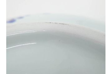 デンマーク　ROYAL COPENHAGEN(ロイヤルコペンハーゲン)　FAJANCE　トランクェーバー　ブルーフラワープレイン　リーフディッシュプレート　ボウル　丁寧に絵付けされた花たちが上品な雰囲気を醸し出す洋食器3点セット(スクエア型、サラダ、深皿、ファイアンス焼き)(R-076216)