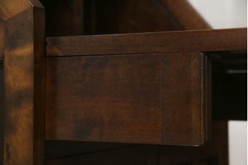中古　松本民芸家具　希少モデル　格子模様が特徴的なK型ライティングビューロー(ワークデスク、簿記机、収納棚、戸棚、在宅用、在宅ワーク用)(R-076217)
