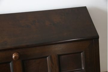 中古　松本民芸家具　希少モデル　格子模様が特徴的なK型ライティングビューロー(ワークデスク、簿記机、収納棚、戸棚、在宅用、在宅ワーク用)(R-076217)