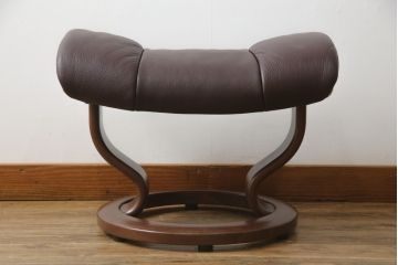 中古　美品　EKORNES(エコーネス)　本革　オットマン付き　ストレスレス レノ クラシック(S)(アームチェア、リクライニングチェア、椅子、一人掛けソファ、1Pソファ)(定価約38万円)(R-076223)