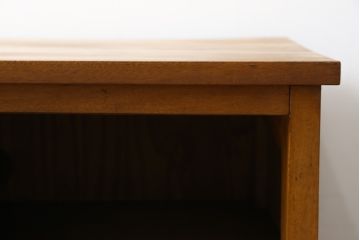 和製アンティーク　楠(クス)材　素晴らしい細工が目を惹くシャッター引き戸のローボード(テレビ台、テレビボード、収納棚、戸棚、飾り棚、違い棚)(R-076227)