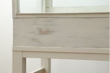 和製アンティーク　白色のペイント仕上げがお洒落な脚付きGケース(ガラスケース、ショーケース、ディスプレイケース、コレクションケース、飾り棚、陳列棚、店舗什器)(R-076234)