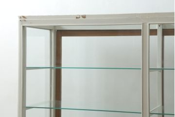 和製アンティーク　ペイント仕上げがお洒落な脚付きGケース(ガラスケース、ショーケース、ディスプレイケース、コレクションケース、飾り棚、陳列棚、店舗什器)(R-076235)