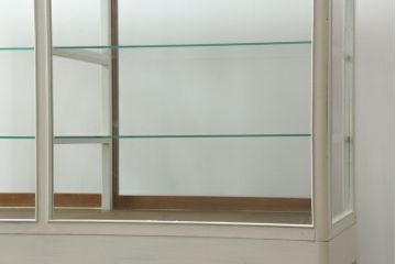 和製アンティーク　ペイント仕上げがお洒落な脚付きGケース(ガラスケース、ショーケース、ディスプレイケース、コレクションケース、飾り棚、陳列棚、店舗什器)(R-076235)
